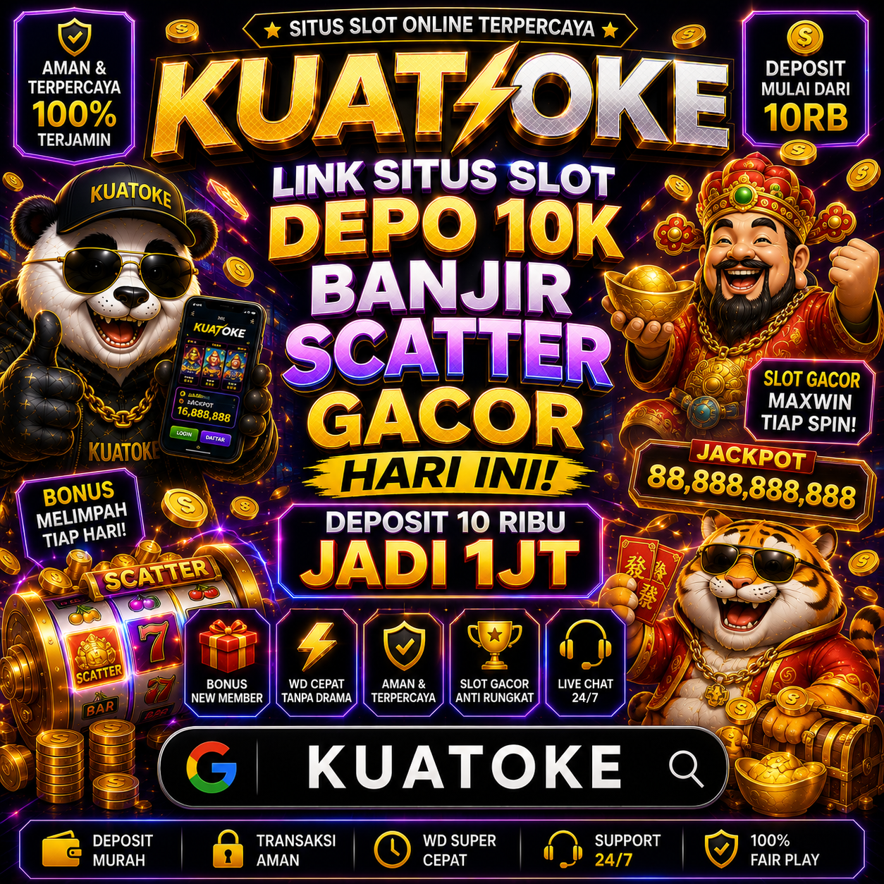 KUATOKE Link Situs Slot Depo 10k Banjir Scatter Gacor Hari ini Deposit 10 ribu Jadi 1jt